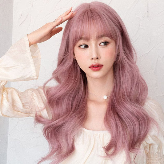 Pink Lolita Natural Long Big Wavy Wig - Pink / One Size