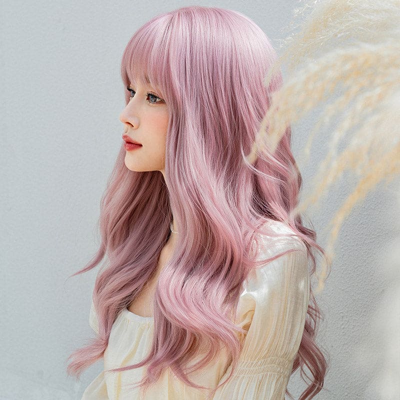 Pink Lolita Natural Long Big Wavy Wig - Pink / One Size