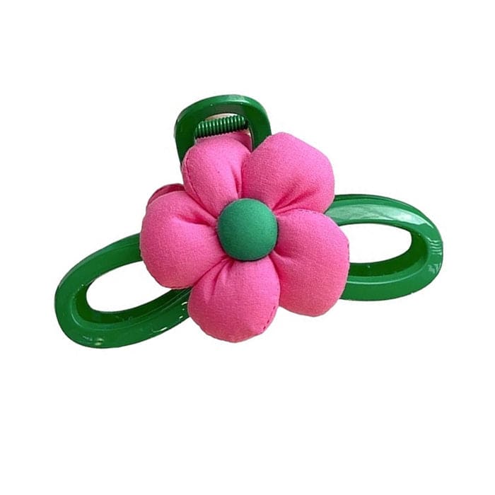 Pink Puffer Hair Claw - Green/pink - Other