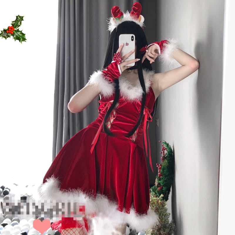 Pink/Red Christmas Lace Santa Dress MK109 - Dress