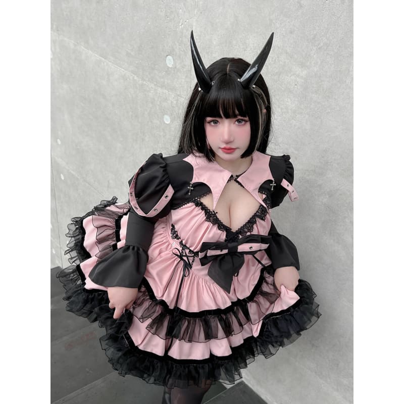 Pink - Red Devil Princess Harajuku Lolita Dress ON727 -