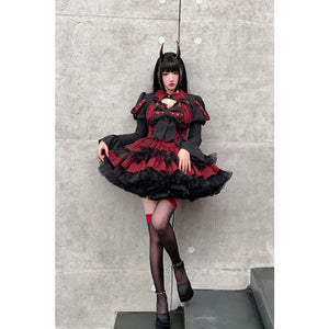Pink - Red Devil Princess Harajuku Lolita Dress ON727 -