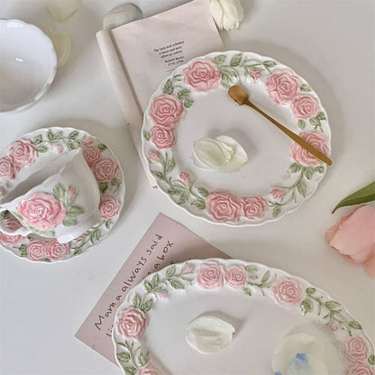 Pink Retro Roses Cup and Saucer ON1460