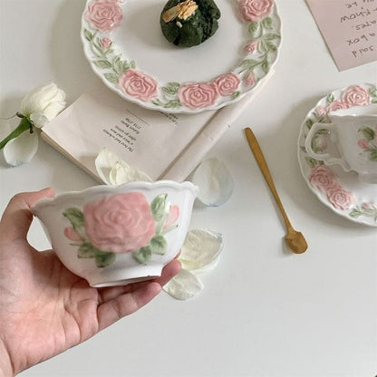 Pink Retro Roses Cup and Saucer ON1460