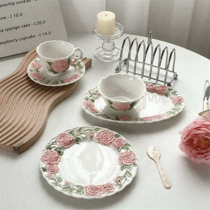 Pink Retro Roses Cup and Saucer ON1460 - A set