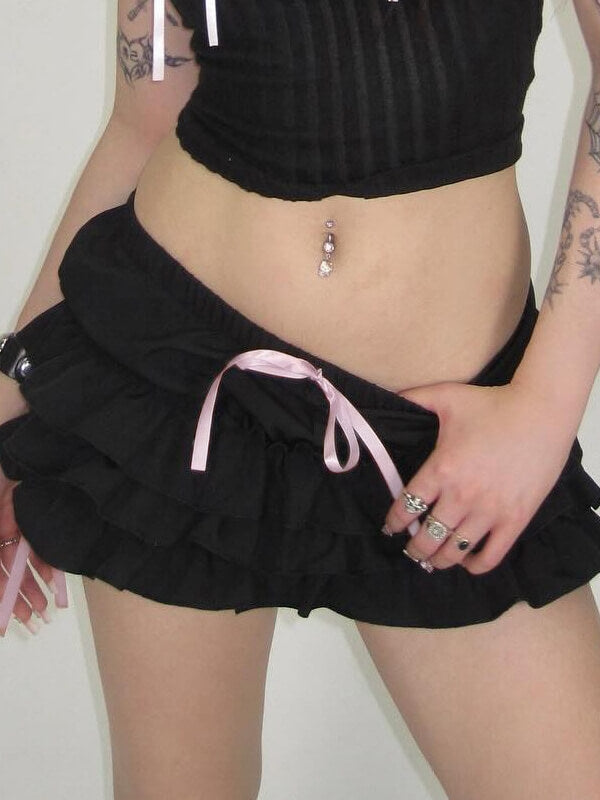 Pink Ribbon Bows Mini Skirt - mini skirts