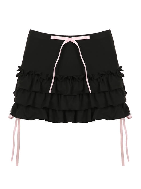 Pink Ribbon Bows Mini Skirt - mini skirts
