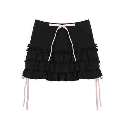 Pink Ribbon Bows Mini Skirt - mini skirts