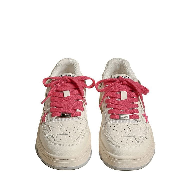 Pink Star Sneakers in White - Sneakers