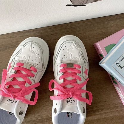 Pink Star Sneakers in White - Sneakers