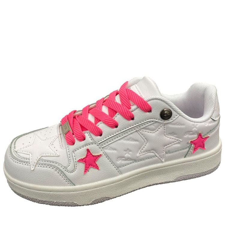 Pink Star Sneakers in White - Sneakers