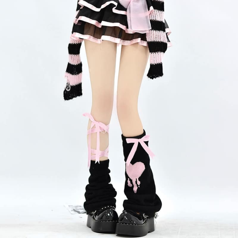 Pink Straps Leg Warmer - With ribbons - leg warmers