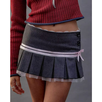 Pink Stripe Bow Skirt - Skirt