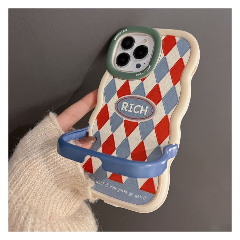 Plaid / Argyle Stand Phone Case - iPhone XR / XS Max / 11