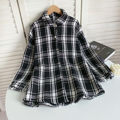 Plaid Button-Up Shirt Jacket - Plaid - Black / One Size