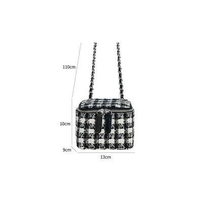 Plaid Chain Strap Crossbody Bag