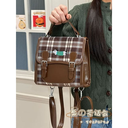 Plaid Flap Crossbody Bag - Without Charm - Green Stripes