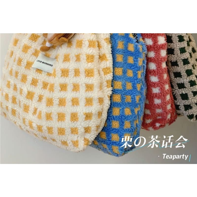 Plaid Fleece Tote Bag