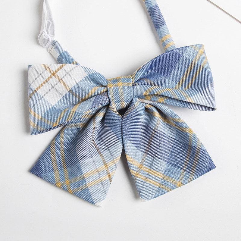 Plaid Japanese JK Bow Tie Shirt Accessories - Blue