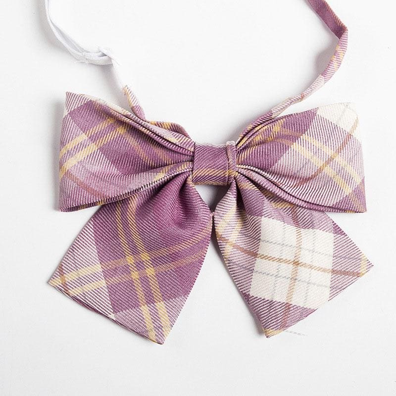 Plaid Japanese JK Bow Tie Shirt Accessories - Pink