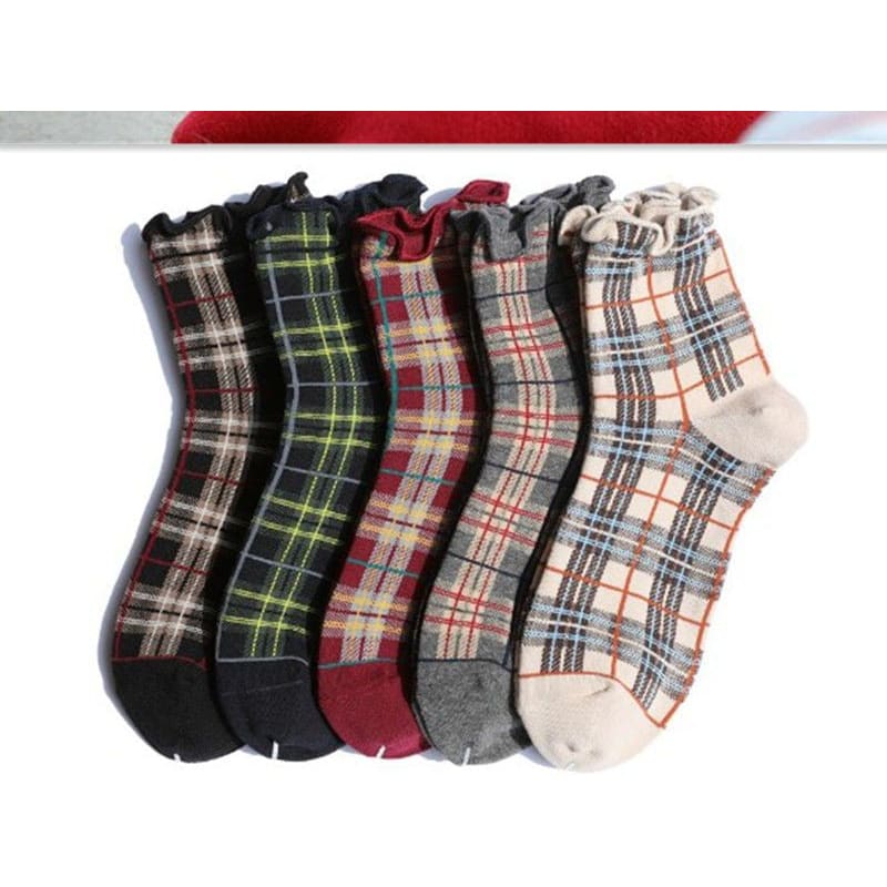 Plaid Knit Socks