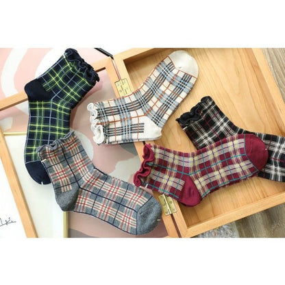 Plaid Knit Socks