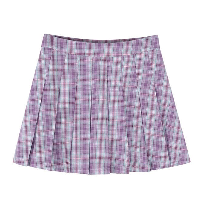 Plaid Mini Short Skirt - Skirt
