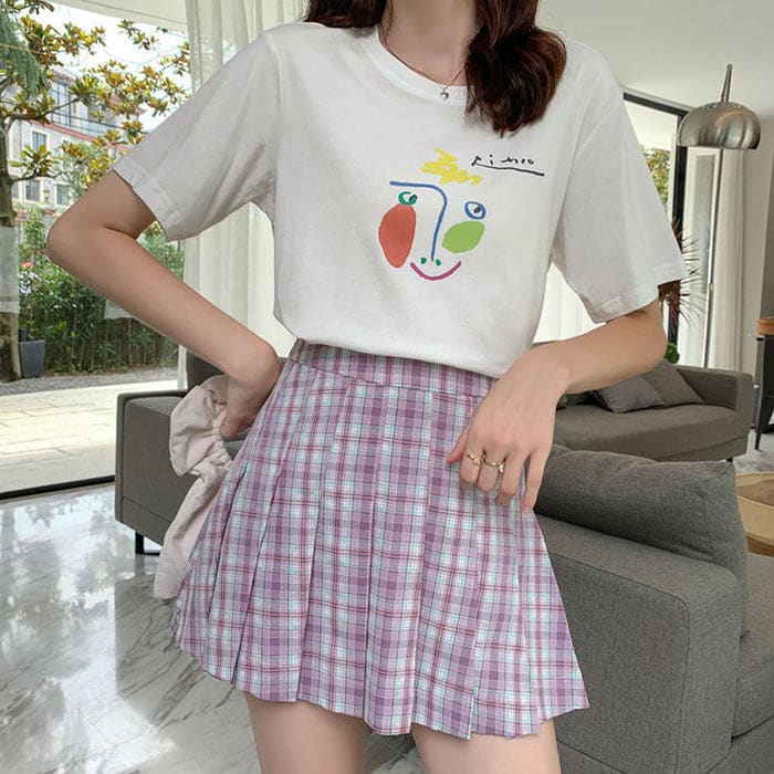 Plaid Mini Short Skirt - Skirt