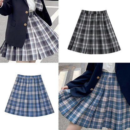 Plaid Print Pleated Skirt Bow Tie Set