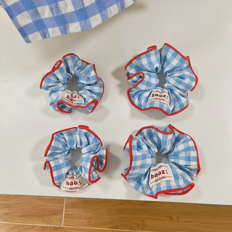 Plaid Scrunchie - Blue / S