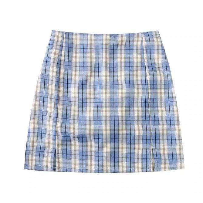 Plaid Striped Skirt - Skirt