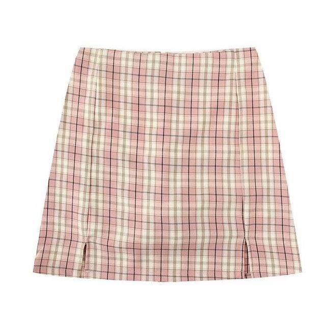 Plaid Striped Skirt - Skirt