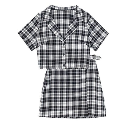 Plaid Top & Skirt Set - Suits