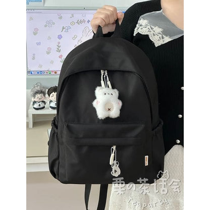 Plain Backpack / Bag Charm / Set - With White Bear Charm