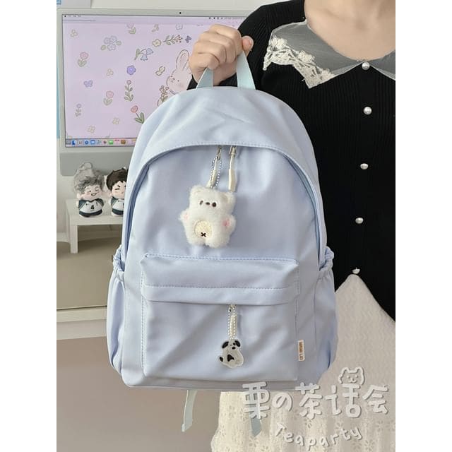 Plain Backpack / Bag Charm / Set - With White Bear Charm