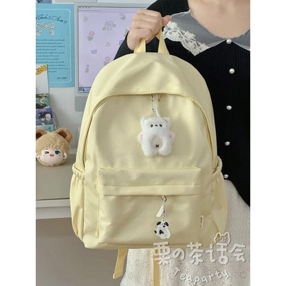 Plain Backpack / Bag Charm / Set - With White Bear Charm