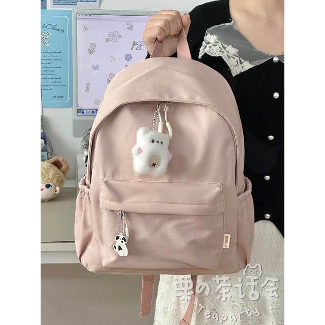 Plain Backpack / Bag Charm / Set - With White Bear Charm