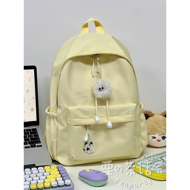 Plain Backpack / Bag Charm / Set - With White Hairball