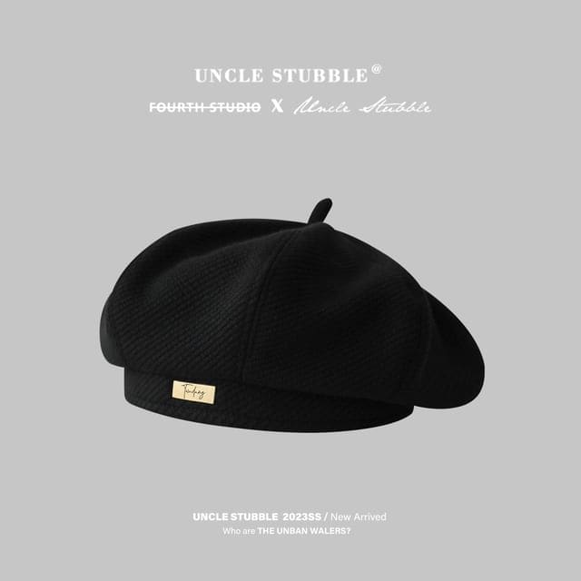 Plain Beret - Black / One Size