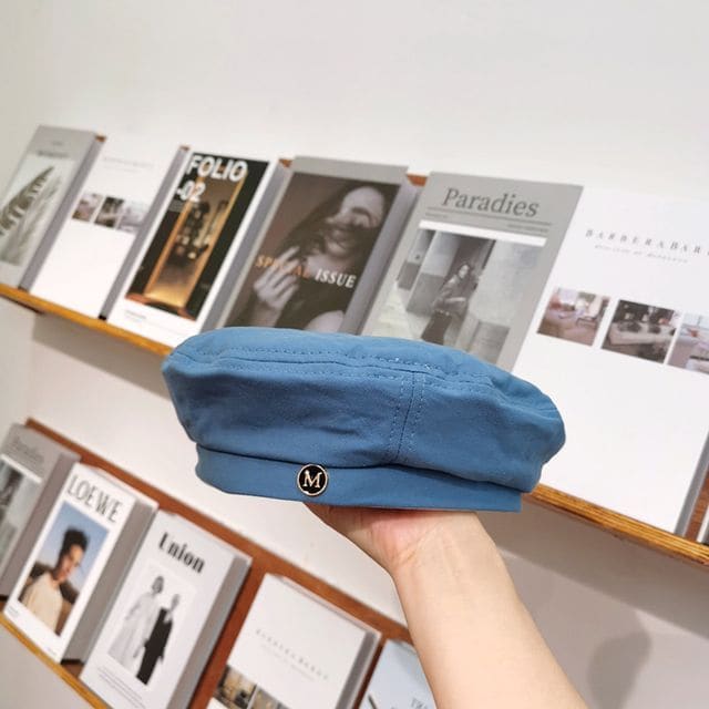 Plain Beret Hat - Blue / One Size