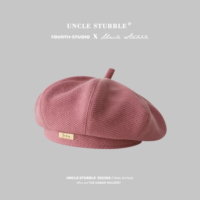 Plain Beret - Pink / One Size