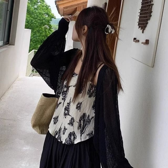 Plain Bolero Cardigan - Black / M