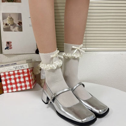 Plain Bow Frill Short Socks