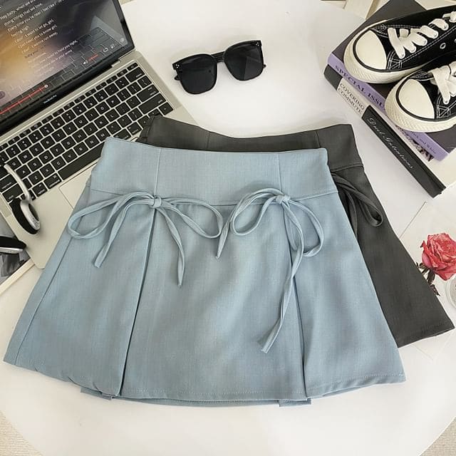 Plain Bow Mini A-Line Skirt