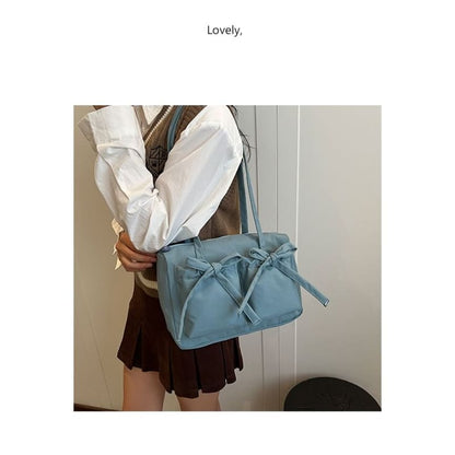 Plain Bow Nylon Tote Bag