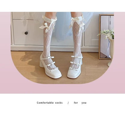 Plain Bow Short Socks / Set