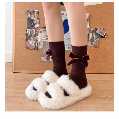 Plain Bow Tall Socks