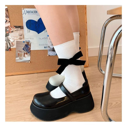 Plain Bow Tall Socks