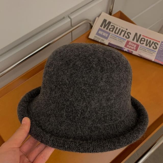 Plain Bowler Hat - Gray / One Size