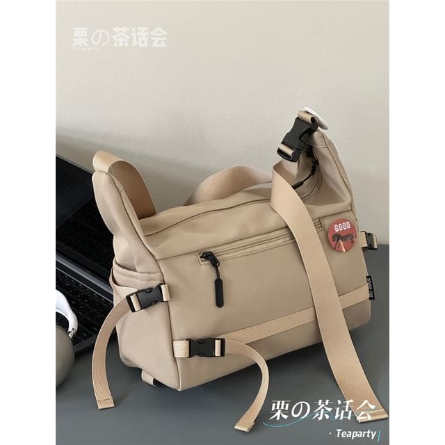 Plain Buckled Crossbody Bag - Without Bag Charm - Khaki